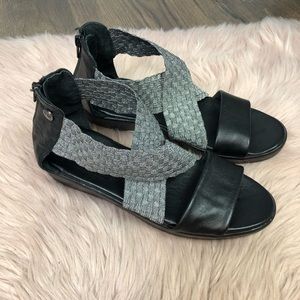 Bernie mev black and silver cross cross sandals